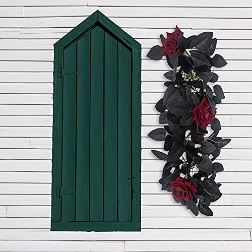 Belupai 24in Black Halloween Floral Swag Wreath