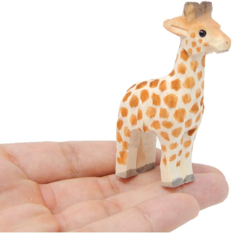 Hand-Carved Wooden Giraffe Figurine for Home Decor