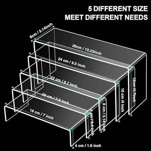5Pcs Acrylic Risers Display Stands for Showcasing Items