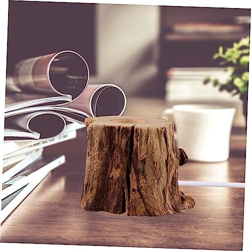 Wooden Stump Crystal Ball Stand with USB Charging LED Night Light Holder for Displaying Art Objects and Decor