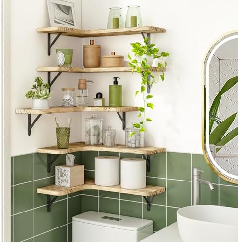 Fixwal Floating Corner Shelves Set of 5 Carbonized Black
