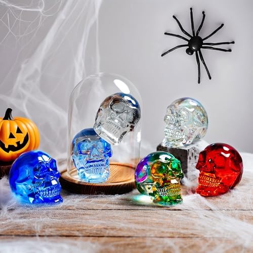 3 Inch Multi-Color Crystal Skull Statue for Home Decor