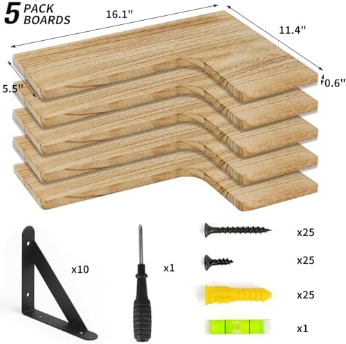 Fixwal Floating Corner Shelves Set of 5 Carbonized Black