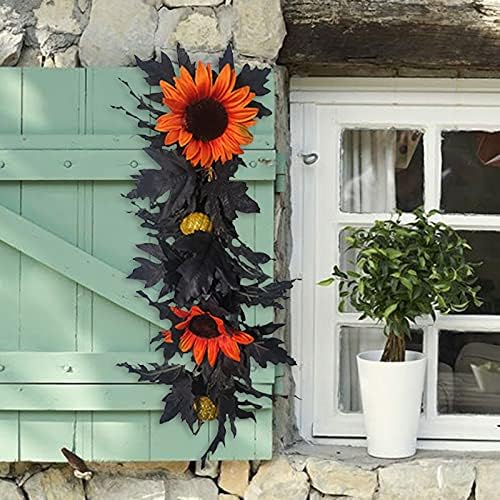 Belupai 24in Black Halloween Floral Swag Wreath