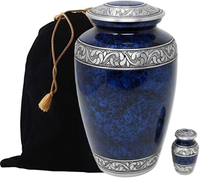 Handcrafted Classic Forest Adult Metal Urn with Velvet Bag