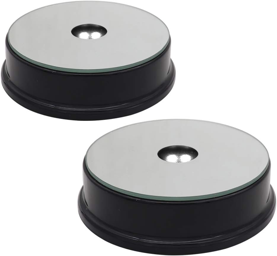 LED Black Display Base with White Light Stand - 3 AAA Battery Powered Pedestal