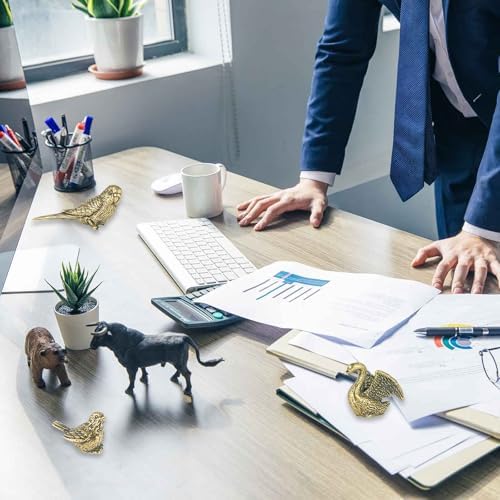 SnowOwl 3PCS Vintage Brass Gold Bird Swan Decorations Statues