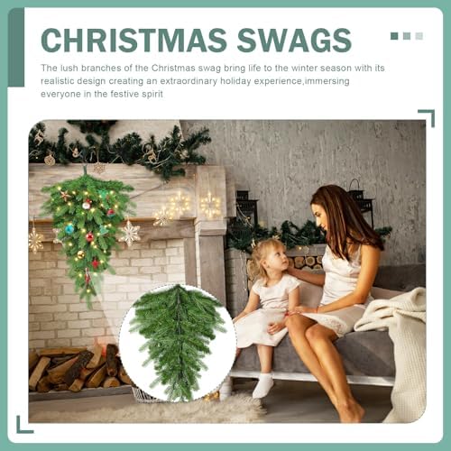 Pre Lit Artificial Christmas Teardrop Swag with 30 LED - 24 in Pine Greenery Staircase Decor