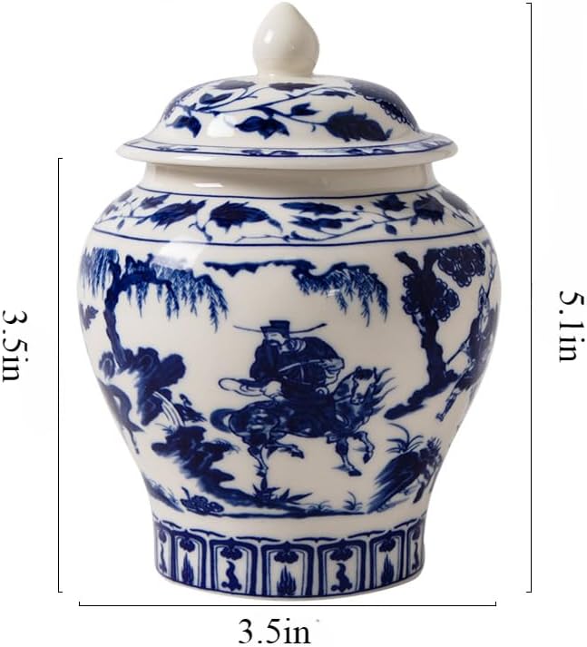 Small Blue Urn Ceramic Pet Memorial Box for Humans Dogs Cats