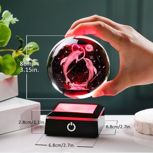 3D Crystal Ball Dolphin Night Light Decor