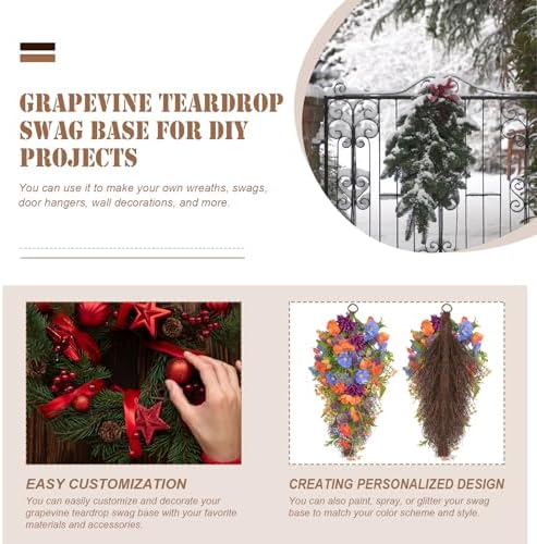 Grapevine Teardrop Swag Base 2 Pack for Door Decor