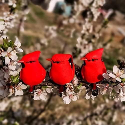 Berfutall Red Cardinal Clip On Christmas Tree Ornament - Set of 12