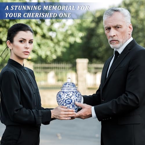 Small Blue Ceramic Cremation Urn for Adult Ashes