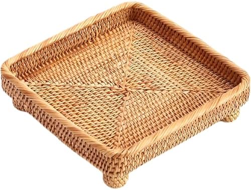 i-lan 9 Inch Square Rattan Riser Tray for Display