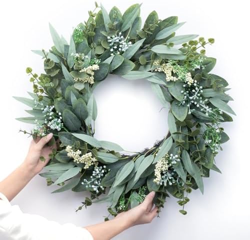 Eucalyptus Wreaths 22 Inch Artificial Greenery Front Door Decor