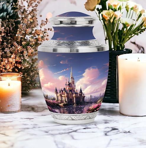 The Castle By The Blooming River Cremation Urn 10 Inch Adult Size