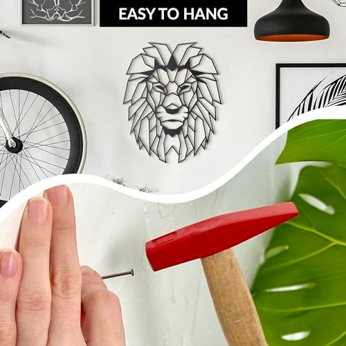 Lion Head Wall Mounted Metal Art Sculpture - Modern Design