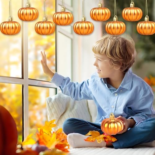 12 Pcs Pumpkin Hanging Ornaments for Fall Thanksgiving Christmas Decor