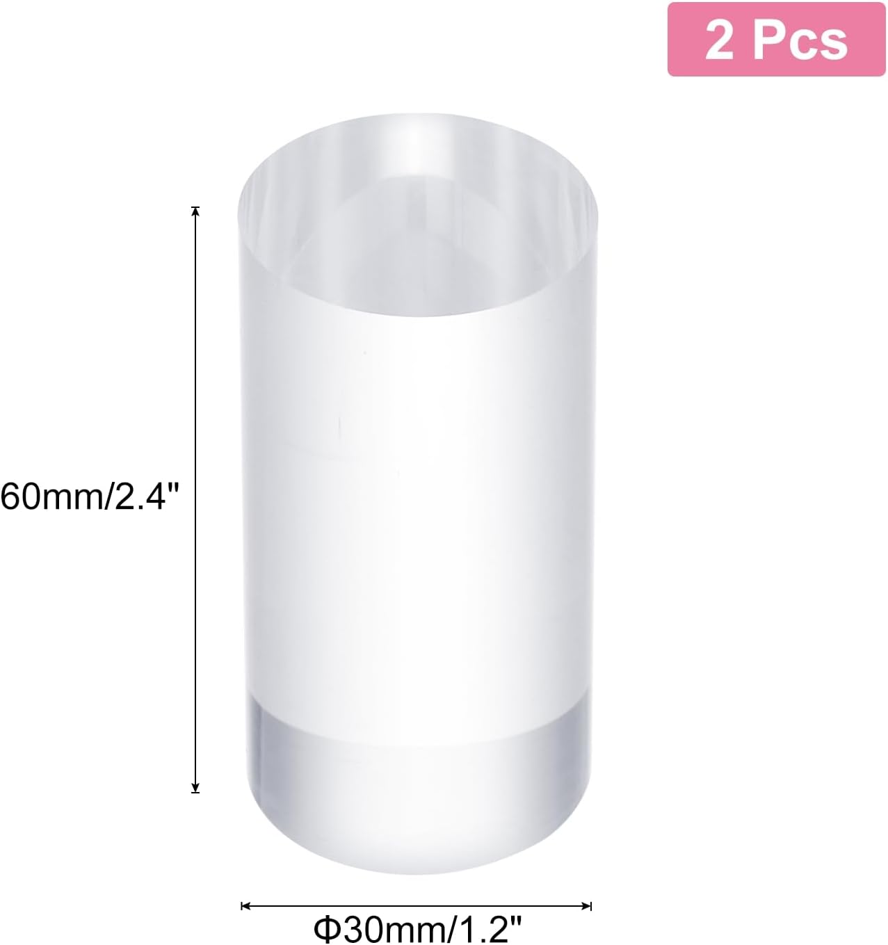 Uxcell 2pcs Acrylic Cylinder Display Blocks 30x60mm Clear Jewelry Stand Base for Rings and Cosmetics