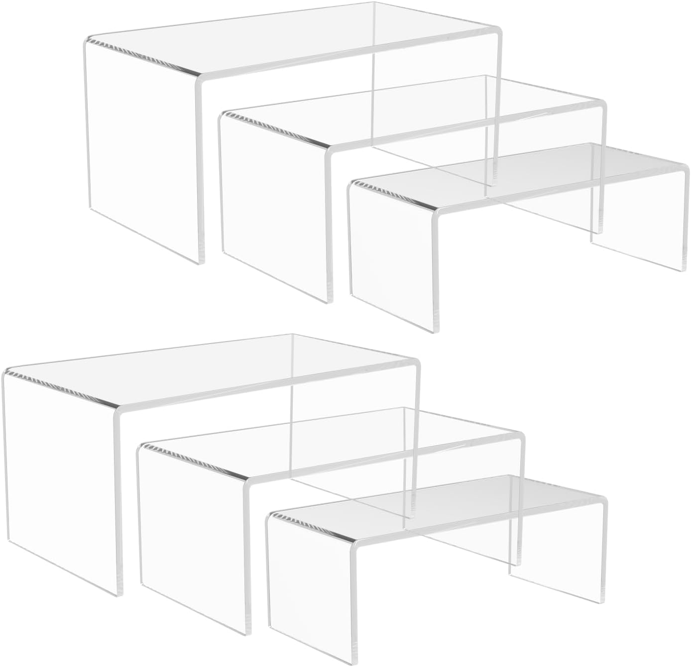 6PCS Acrylic Display Risers 3 Sizes Clear Stand
