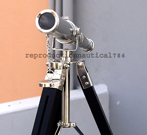 Mahira Nautical Vintage Brass Desk Telescope Wooden Tripod Decor
