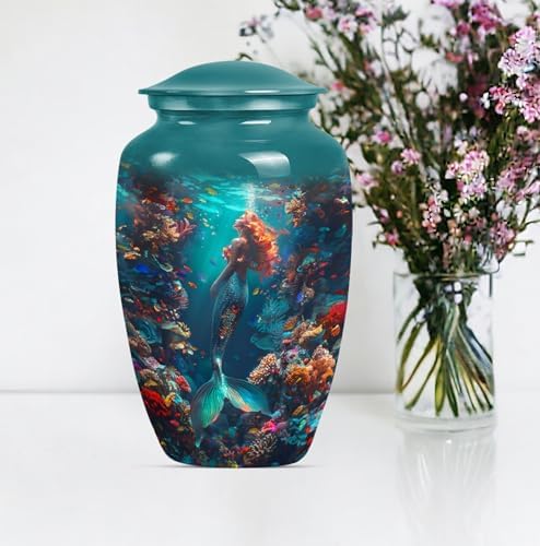 Mermaid Kingdom Cremation Urn - 10 Inch Decorative Ash Urn