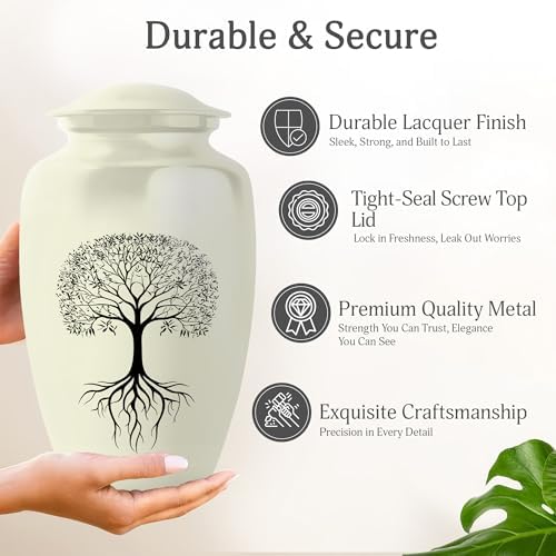 Tree Of Life Urns For Human Ashes - 10 Inch Large Cremation Urn With Velvet Bag