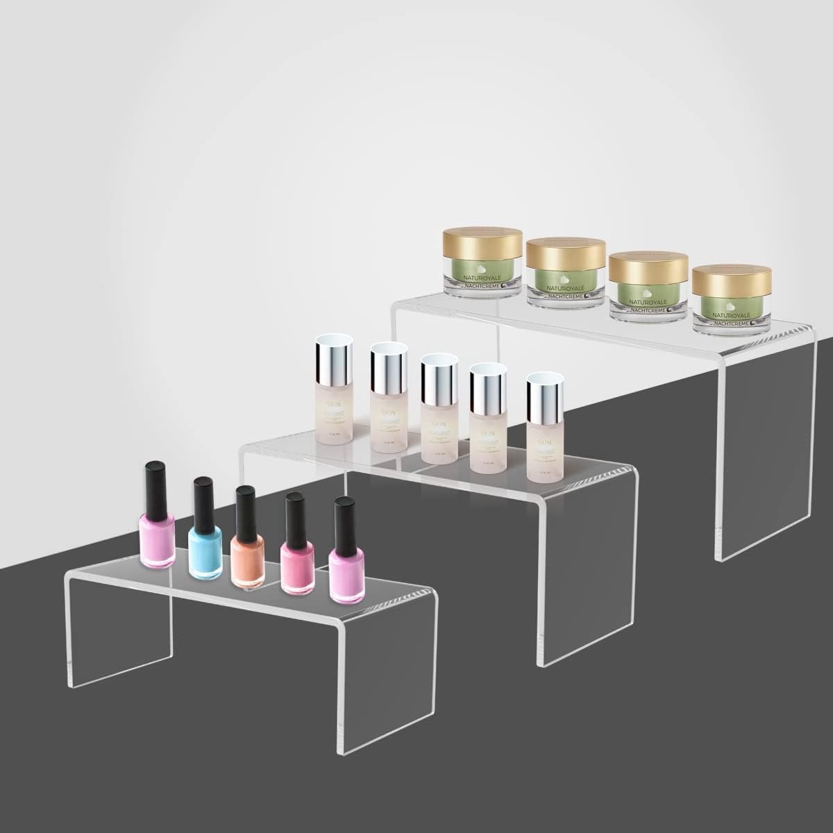 6PCS Acrylic Display Risers 3 Sizes Clear Stand