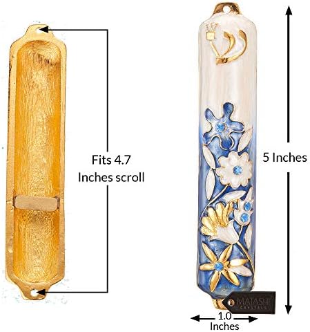 Matashi 55 Inch Hand Painted Mezuzah with Gold and Crystal Embellishments