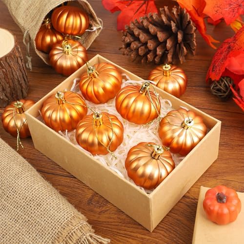 12 Pcs Pumpkin Hanging Ornaments for Fall Thanksgiving Christmas Decor