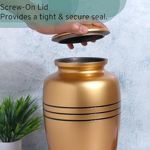 11 Inch Gold Black Cremation Urn for Adult