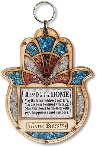 Wooden Hamsa Wall Decor with Gemstone Effect