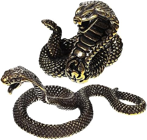 Wakauto 2pcs Brass Snake Figurine Realistic Decor Sculpture