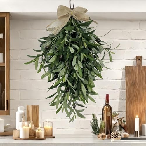60cm Artificial Olive Teardrop Swag Wreath Decor