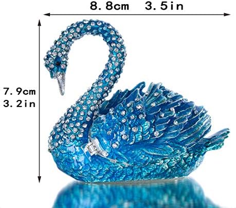 YU FENG Blue Swan Figurine Decorative Trinket Box