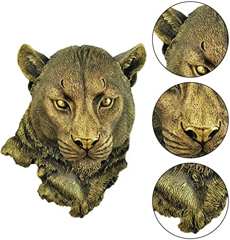 Leopard Head Wall Decor Durable Resin Sculpture for Home Living Room Bedroom Kitchen Decor