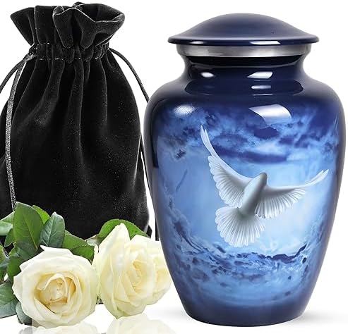 YATSKIA Peace Dove Ash Urn - Large Metal Decorative Memorial Cremation Urn for Mom Dad