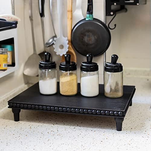 GENMOUS Farmhouse 3-Tier Beaded Wood Display Stand