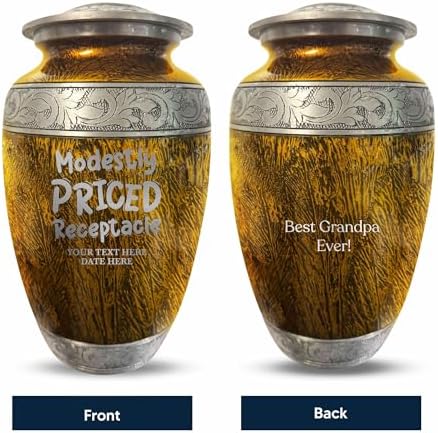 Personalized Large Adult Cremation Urn - Custom Name TV Movie Theme 200 Cubic Inch Gold