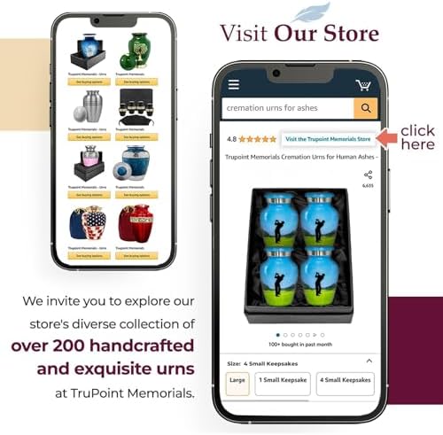 Trupoint Memorials Small Urns for Human Ashes Set of 4 Blue Green Golf