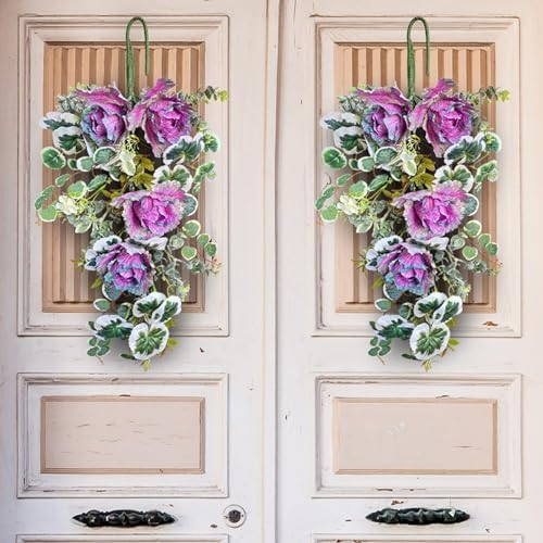 DULRLLY Sunflower Teardrop Swag Door Wreath 275 Inch