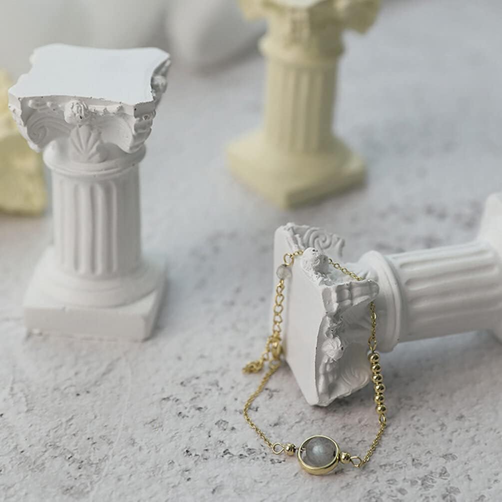 Roman Pillars Mini White Resin Figurine Set for Home Decor