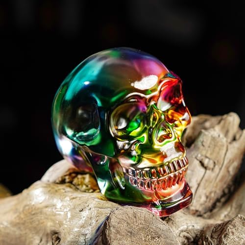 3 Inch Multi-Color Crystal Skull Statue for Home Decor