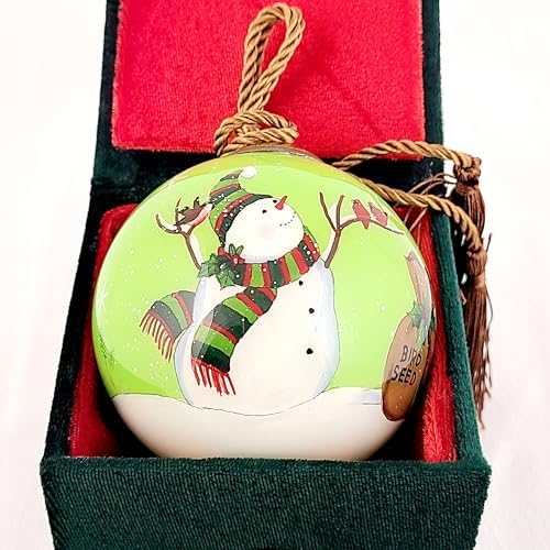 Snowman Feeding Birds LiBien Glass Collectible