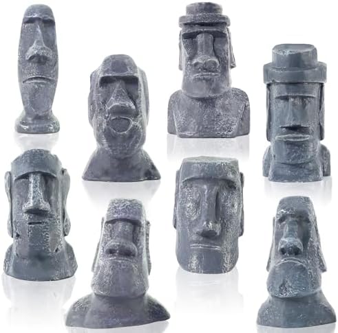 8 Pcs Miniature Moai Statue Easter Island Decor 25 Inch Resin Sculpture