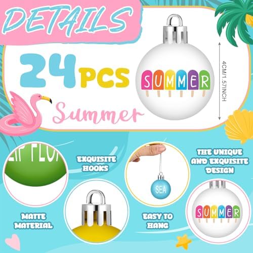 Barydat 24 Pcs Summer Sunflower Hanging Ornaments