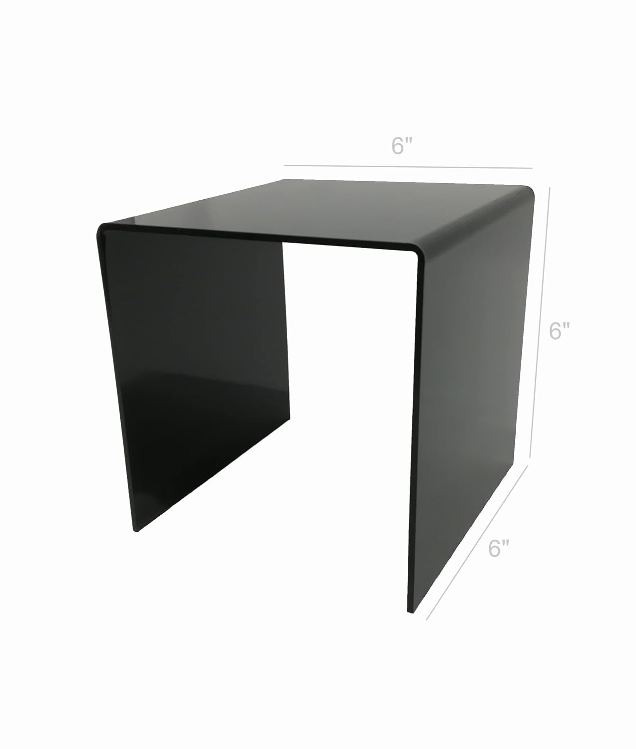FixtureDisplays One Riser Combo 6 Inch Cube 3 Sided Black Plexiglass Pedestal Display