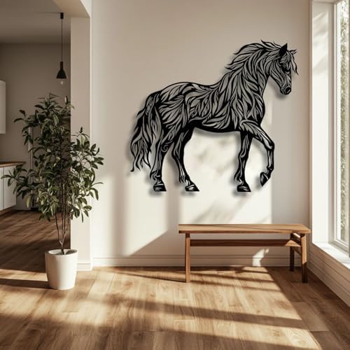 Flewfar Horse Wall Art Metal Steed Sculpture 19x19 Inch Unframed Decor