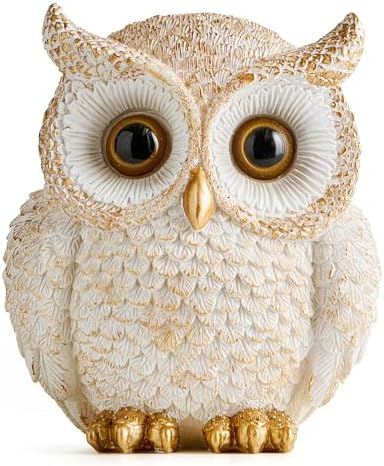 Octdays White Owl Statue Decor for Home Office Living Room