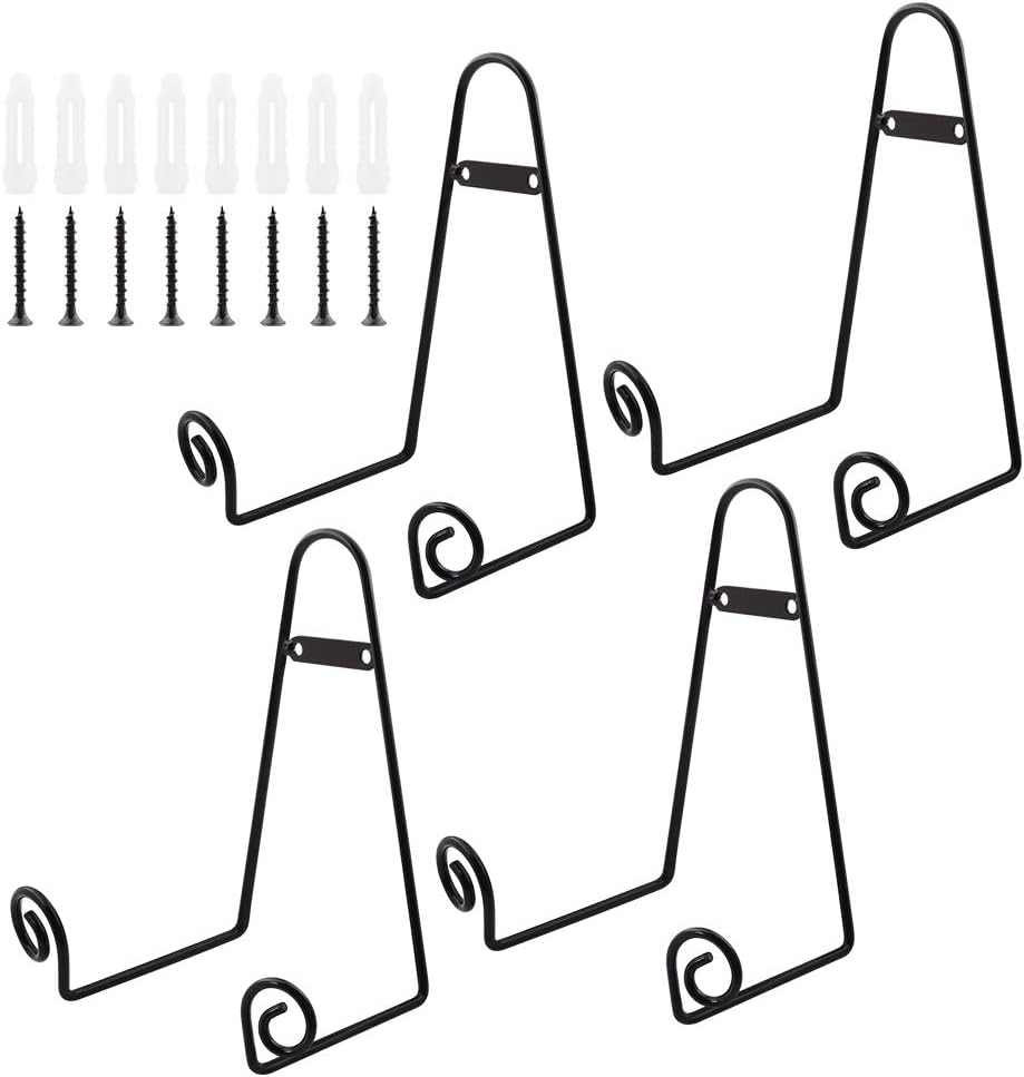 Mocoum 4 Pack Wall Mount Display Stands for Plates and Artwork